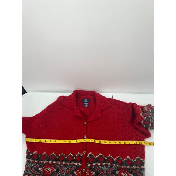 Hunt Club Women Size XL Vintage Red Wool Blend Fair Isle Cardigan Sweater - Picture 6 of 9